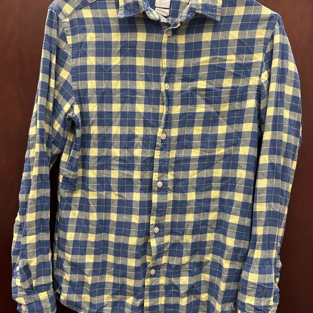 H&M Blue and Yellow Casual Button Down Shirt